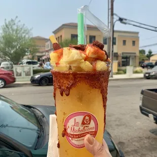 Agua Fresca with Chamoy Topping.  AMAZING.