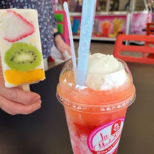 Delish Strawberry Pineapple Raspado and Tres Leches Paleta