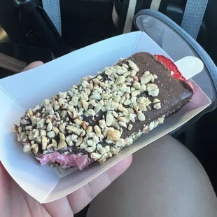 The BEST!!  Chocolate covered strawberry ice cream bar with peanuts. I was not expecting this to be THIS good.