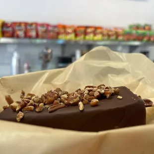 a chocolate covered ice cream bar