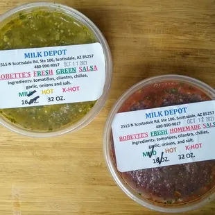 16 oz green and original red salsa