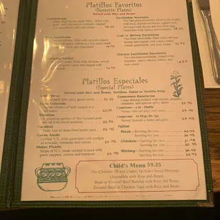 The menu