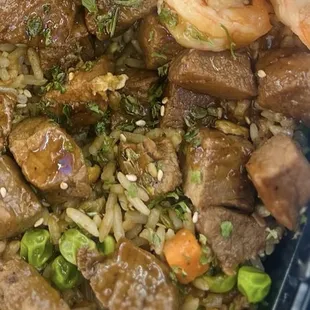 Korean bbq steak garlic shrimp  so awesome