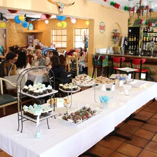 Dessert Table Set Up For Baby Shower at La Mision- This Place is THE BEST