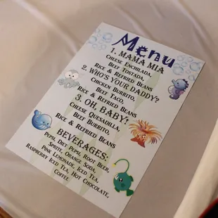 The Mini Menu We Developed with David, La Mision Owner, for Our Baby Shower