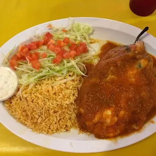 Shrimp stuffed chili relleno