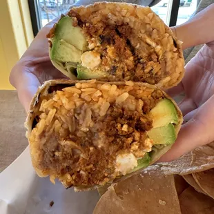 Papa with chorizo burrito