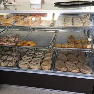 a display case full of donuts