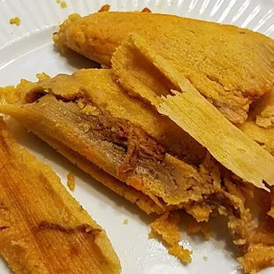 Red pork chili tamales,  delicious.