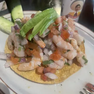 TOSTADA DE CEVICHE DE CAMARON
