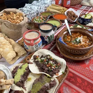 a table full of food