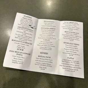 the menu