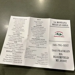 the menu