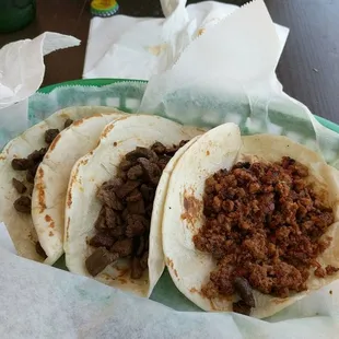 Left two are plain asadas and right one is chorizo