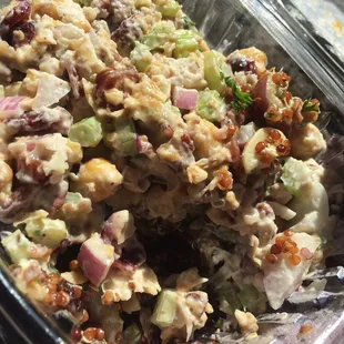 16oz Vegan trio of salads from deli case for quick lunch: chickpea salad, quinoa and cashew, tempeh salad YUM:)