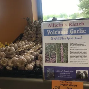 a display of garlic