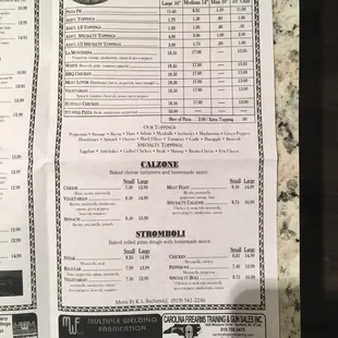 menu