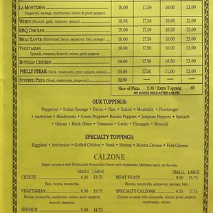 menu