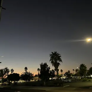 a parking lot at night
