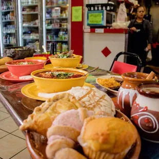 Mexican sweet bread, homemade style champurrado and cafe de la olla!
