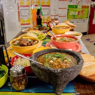 Salsas hechas en molcajete, menudo, pozole, consome de birria and more!