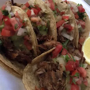 Five pulled pork tacos!