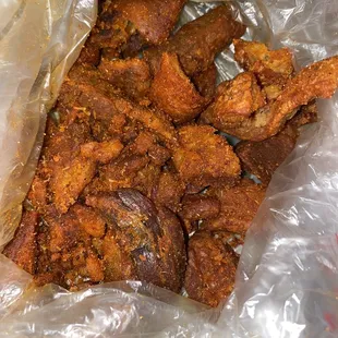 a bag of fried chicken