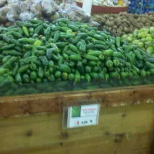 A very large pile of very large jalapenos. Pretty good price, too!