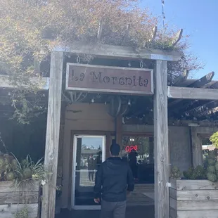 the entrance to the restaurant