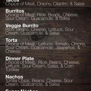 menu