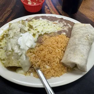 Chili Verde Burrito and Asada Enchilada