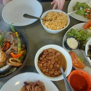 An overview of our meal for two.