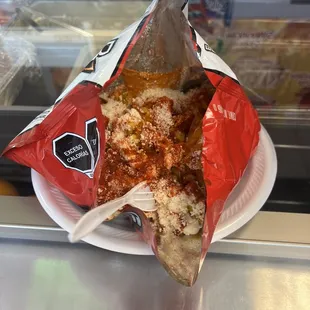 Dori-elote (soooooo good!!) (your choice of chips y con chile)