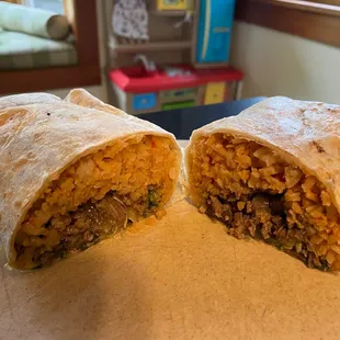 Traditional asada burrito