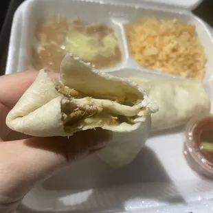 Tiny cold Chile verde burritos