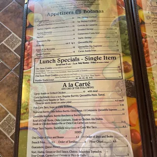 menu
