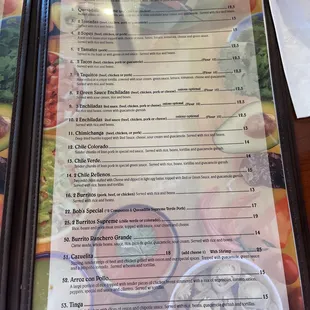 sushi and sashimi, menu