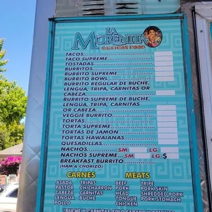 the menu