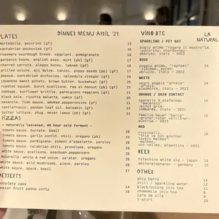 menu