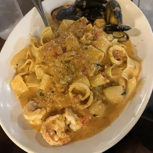 Seafood pappardelle