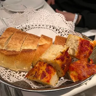 Warm focaccia and Italian bread