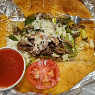 "Chicken fajita salad, no onions"