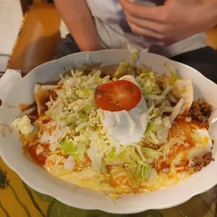 a plate of food on a table