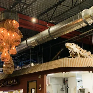 Interior (giant iguana &amp; woven light fixture)