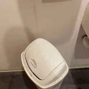 Bathroom garbage can very dirty