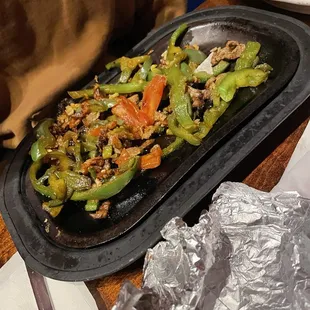 $20 for "steak fajitas" made with 85% peppers
