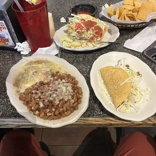 My lunch #1; lots of yummy food and whole beans not pureed!