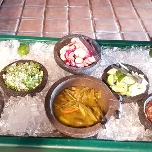 a variety of condiments