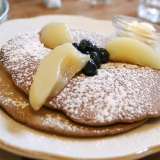 Lemon Gingerbread Pancakes and Poached Pears