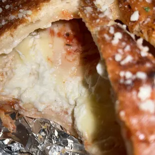 Inside cheese calzone